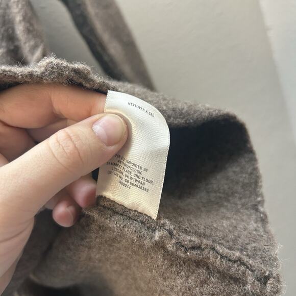 Anthropologie Rosie Neira Brown 100% Wool Cardigan XXS Petite Tie Waist Hooded - Picture 3 of 7